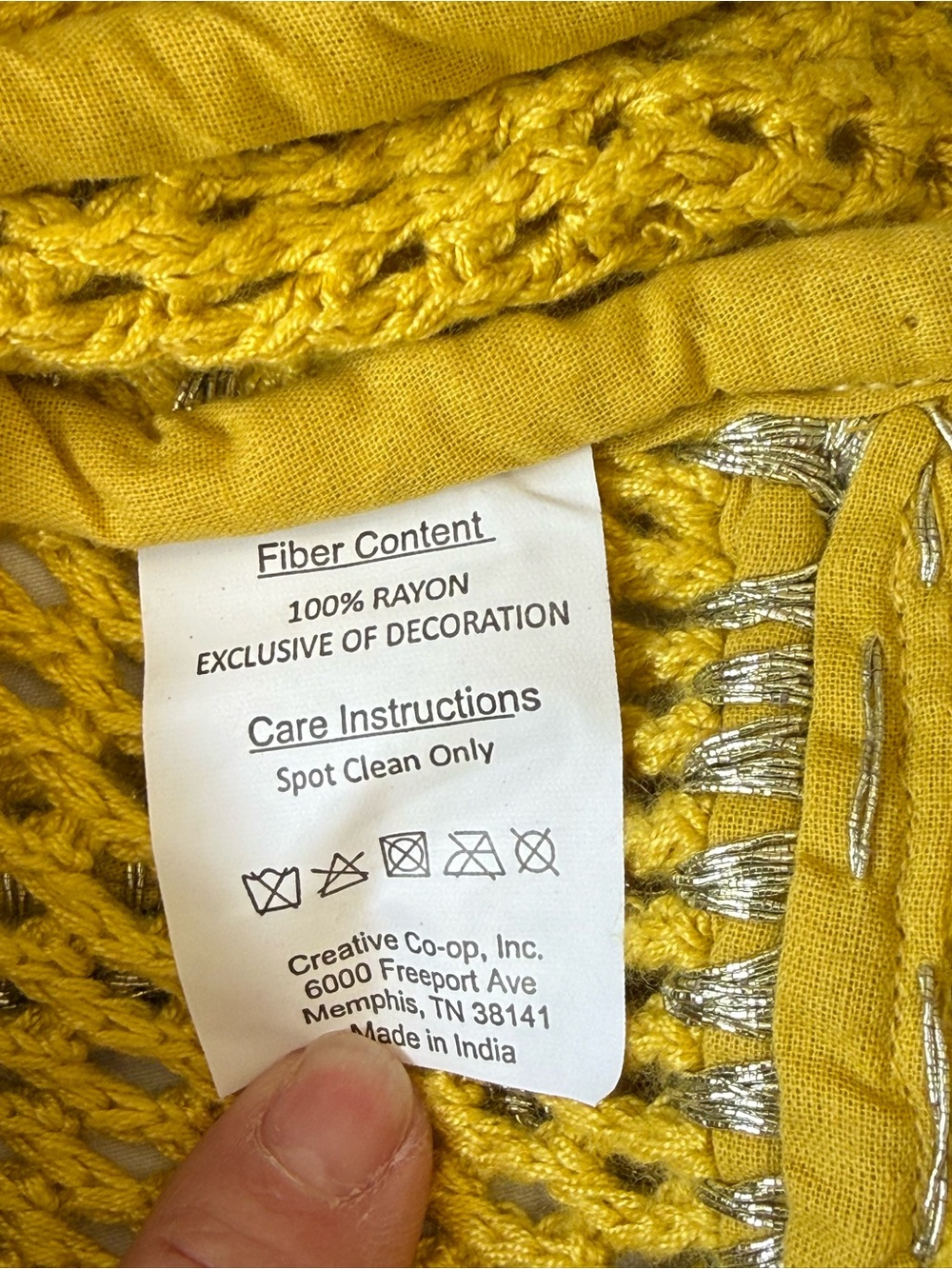 Yellow Crochet Tote Bag with Silver-Tone Trim - Picture 7 of 7